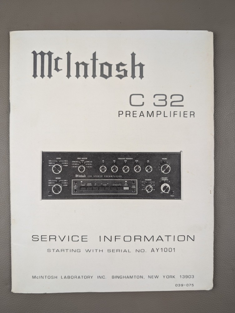 MCINTOSH C32 Preamplifier Service manual D-31