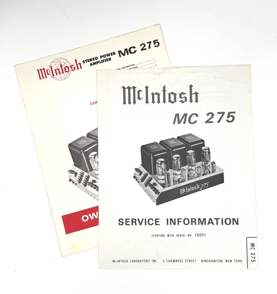 MCINTOSH MC275 OWNER’S MANUAL AND SERVICE INFORMATION – ORIGINAL