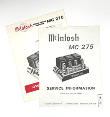 MCINTOSH MC275 OWNER’S MANUAL AND SERVICE INFORMATION – ORIGINAL
