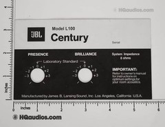 Pair of JBL L100 Century Aluminum Label Badges Replacement 1-Year Warranty
