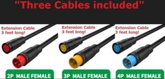 E BIKE M8 EXTENSION CABLE WIRE 2P 3P 4P LOT OF THREE KIT NEW (THREE FEET LONG)