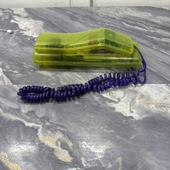 Vintage Swatch Twin Phone Deluxe Clear Neon Green Purple Cord 1989 Swiss Design