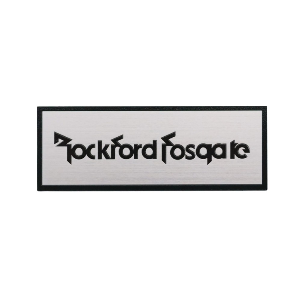 Rockford Fosgate Silver brushed aluminum Speaker Custom Logo Badge 106mmX39mm