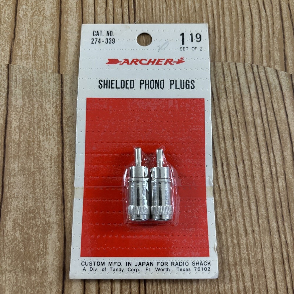 Vintage Archer Shielded Phono Plugs Set Of 2 Radio Shack Tandy 274-339 NOS JAPAN