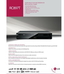 LG RC897T DVD Recorder VCR Combo VHS To DVD Recording HDMI DTV Tuner Remote