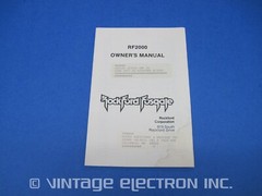 ROCKFORD FOSGATE RF2000 POWER AMPLIFIER OWNER’S MANUAL (Same As Hafler JF2000)