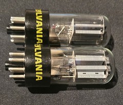 SYLVANIA 6SN7 GTB 1977 TUBE 2 HOLE TOUGH DOG FOIL GETTER MATCHED SET NIB