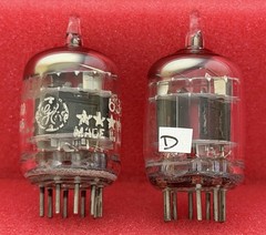 Two GE 6386 Tubes /Amplitrex Tested / D Getters / x3 Mica / Black Plates 1950’s