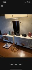 Vintage 1950s MCM Phillps Twin Speaker Radio White Lights Up and In Working Cond