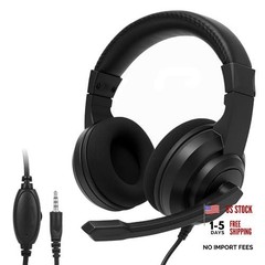 L02 Wired Headset, 3.5mm Stereo Headphones with Noise Canceling Black