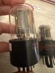 NOS Matched Quad GE 6SN7 GTB Red Label Side Getters OLD STOCK 60s