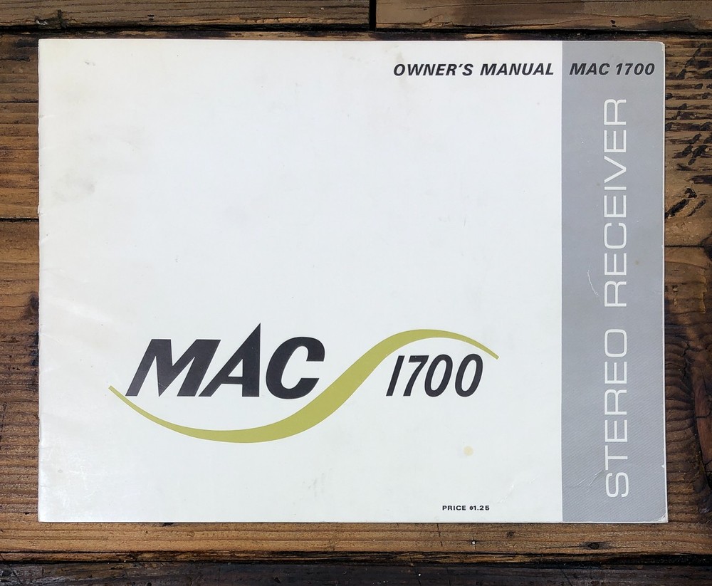 McIntosh MAC 1700 Receiver Owners / User Manual *Original*