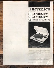 Technics SL-1700 MK2 SL-1710 MK2 Turntable Owners / User Manual *Original*
