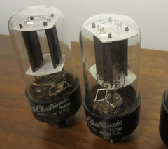 Pair Of GE 6SN7GTB Tubes – Black Plate – Filament Bridge – Hickok Tested