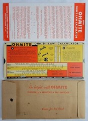 Rare Vintage “Ohmite” OHM’s Law Calculator Instructions & Original Envelope 1945