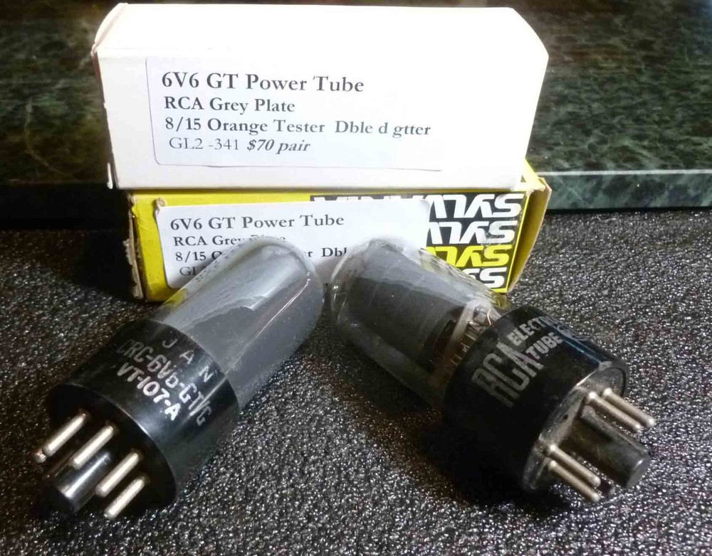 Matched Pair RCA Grey Plate 6v6 GT Power Tubes Both test strong at 105+ each