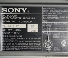 Sony SLV-D360P VCR/DVD Combo Player, VHS & DVD Playback, Tested & Working