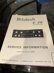 McIntosh C-28 C28 Preamp / Preamplifier Service Manual *Original*