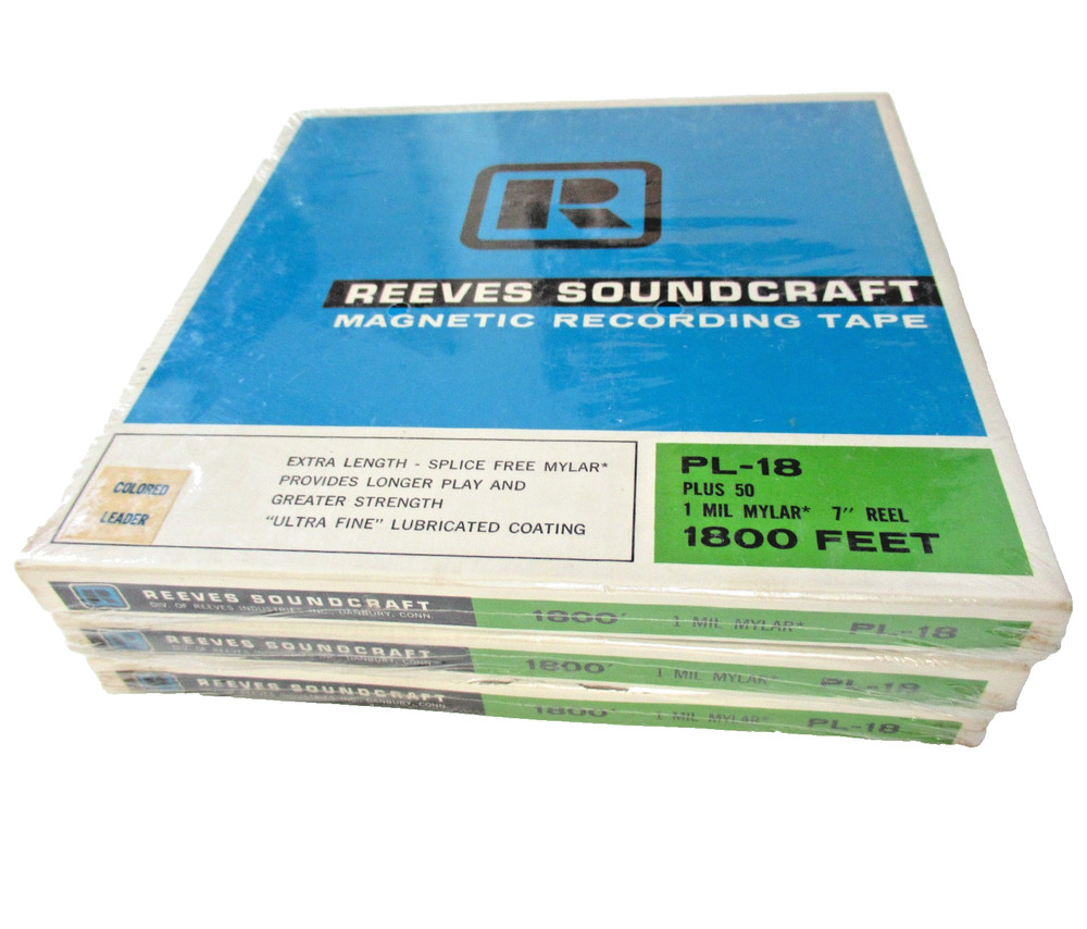 (3) Vintage Reeves Soundcraft PL-18 Reel To Reel Tapes 7″ 1800 Ft New NOS Sealed