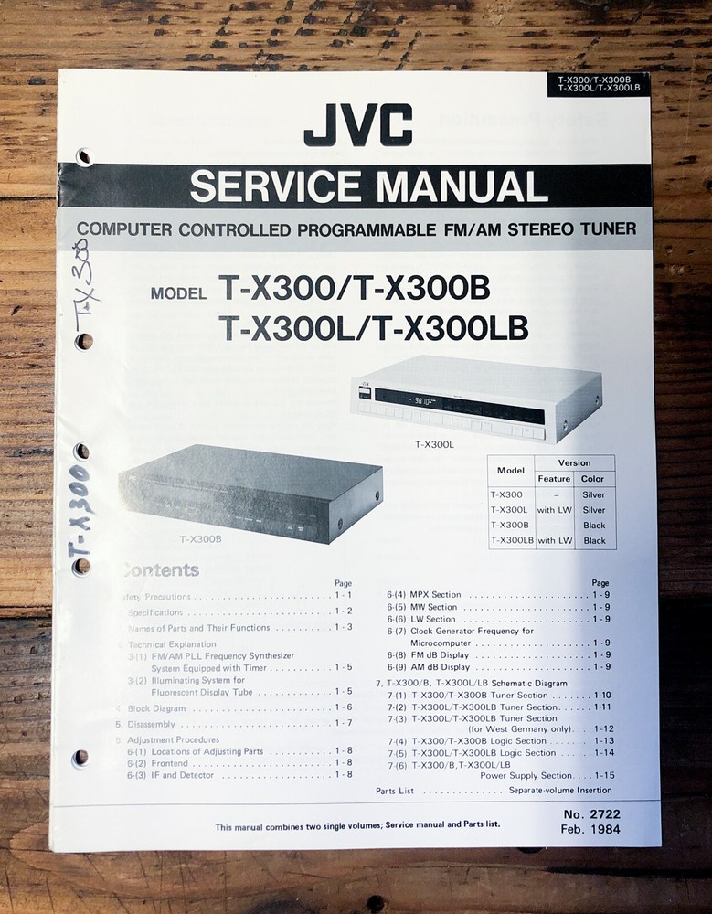 JVC T-X300 -X300B -X300L -X300LB Tuner Service Manual *Original*
