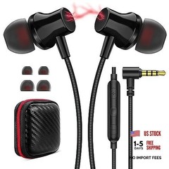 Wired Headphones Earphones for Laptop PC Chromebook Noise Isolating Ear Black
