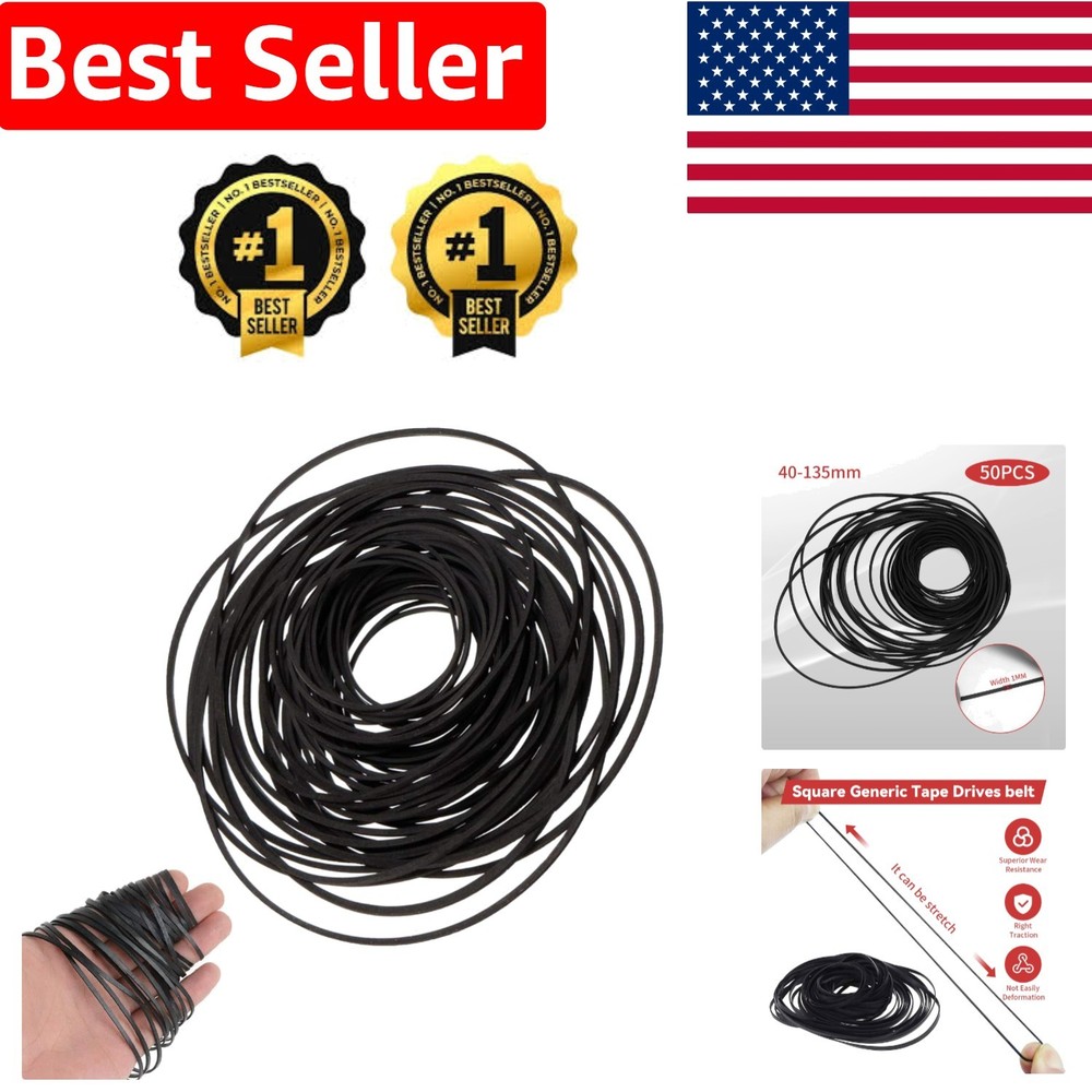 Cassette Recorder Maintenance Rubber Belts – 50PCS Square 40-135MM Mix Pack