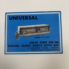 Manual ONLY UNIVERSAL MODEL EL -201 SOLID STATE AM/ FM Digital Clock Radio AFC