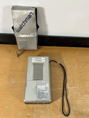Sony Watchman Portable CRT TV Made in Japan w/ Case & Sony Plug- Video In Tested