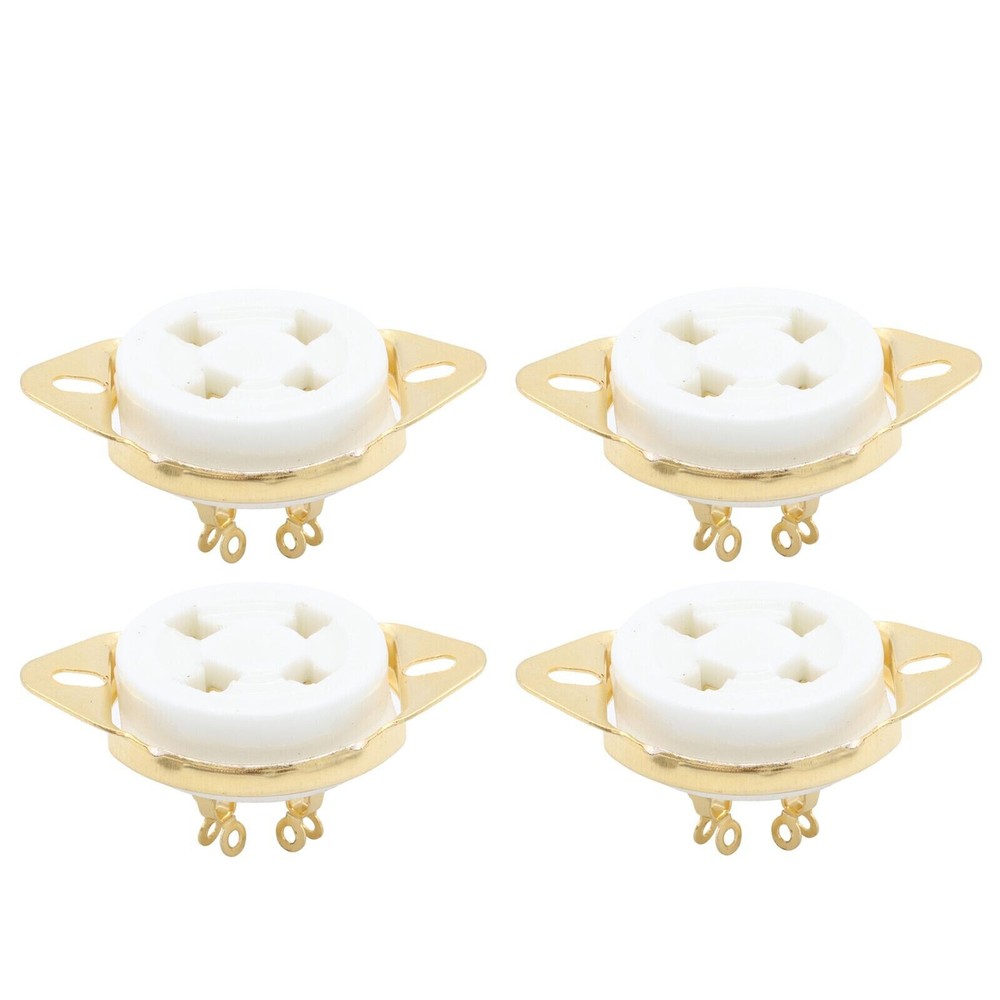 4pcs 4pin U4A Ceramic Tube Socket Base for 300B 811 5U4G AMP DIY Gold Plated