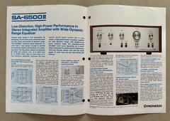 Pioneer SA-6500II Stereo Integrated Amplifier Brochure Specifications Sheet 1977