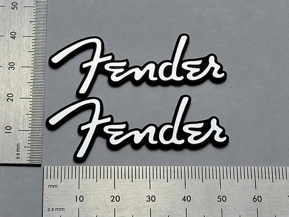 Fender Badge Logo Emblem Nameplate – Premium Silver Pair With Adhesive