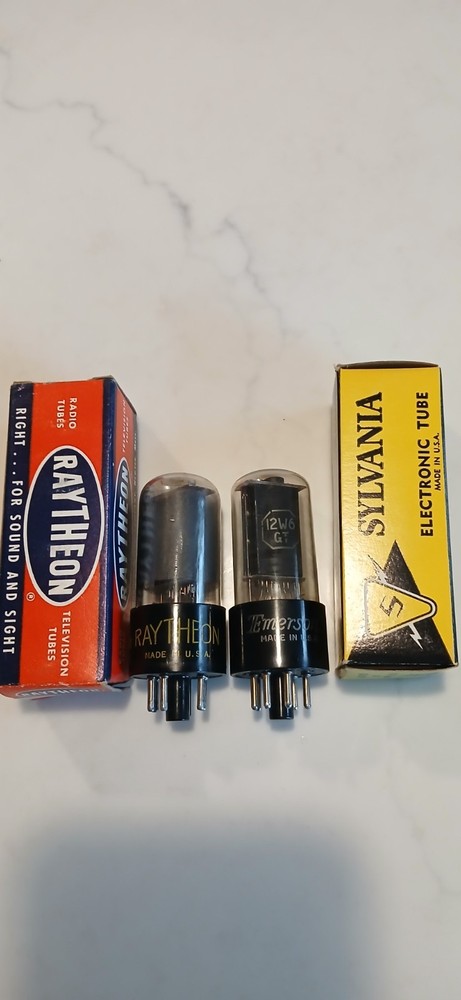 12W6GT Vintage tube (both) Raytheon and Emerson
