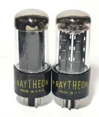 Date Matched Pair Raytheon 5Y3GT Black Plate Vacuum Tubes Tested NOS On TV – 7