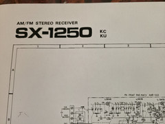 Pioneer SX- 1250 AM/FM Receiver Schematics- Large Print 24″x36″