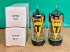 Pair of Brimar 6057 Yellow T Black Plate Square Getter 1956 Tubes – 6% matched