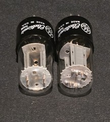 GE 6SN7 GTB 1960s CHROME SIDED HALO TALL BLACK BASE PERFECT MATCHED SET NIB