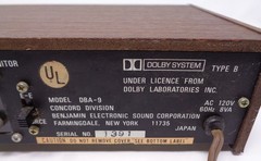 1970’s Concord DBA-9 Dolby Noise Reduction Unit – powers up, and needles move.