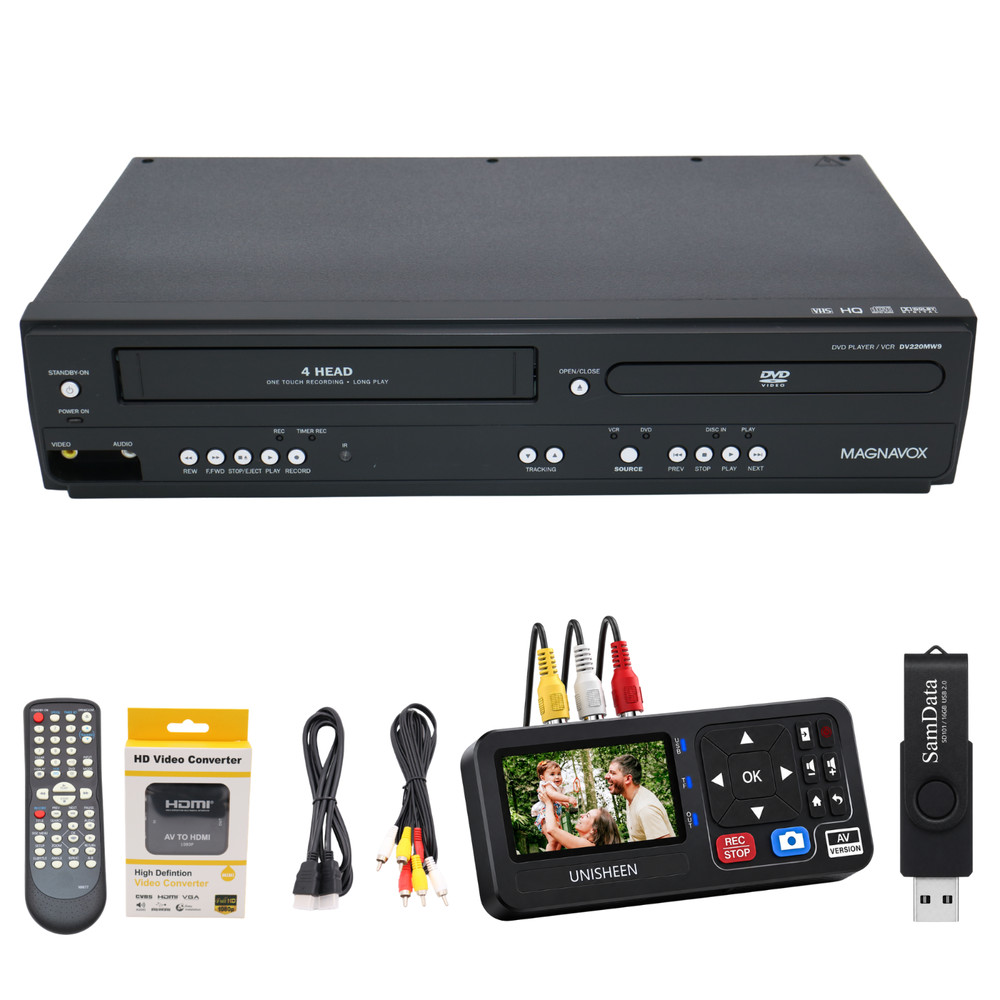 Magnavox DVD VCR VHS to Digital Converter Bundle VHS to MP4 Recorder AV to HDMI