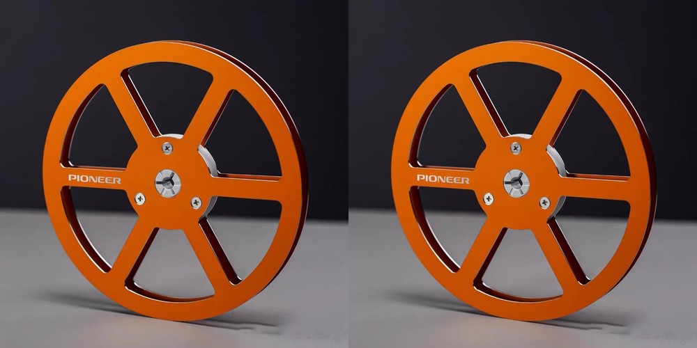 New One Pair Pioneer orange 7” Tape Reel Light Metal Aluminum Take Up Reel