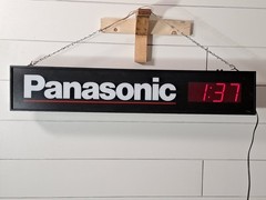 Vintage Panasonic Illuminated Store Display Clock Sign LED Digital Wall Hanging