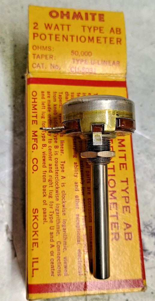 Ohmite Potentiometer 50K Ohms (NOS) Volume Control