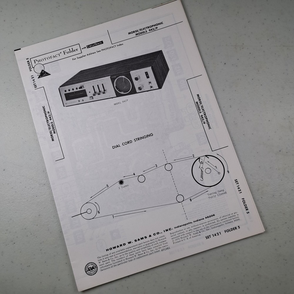 MORSE/ELECTROPHONIC 942/P Receiver Service Manual Photofact