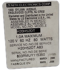 Zenith H20H52DT 20″ Healthview CRT TV Vintage Television 2006