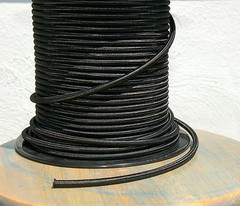 Black Rayon Cloth Covered 3-Wire Round Pulley Cord, Vintage Pendant Lights, Fans