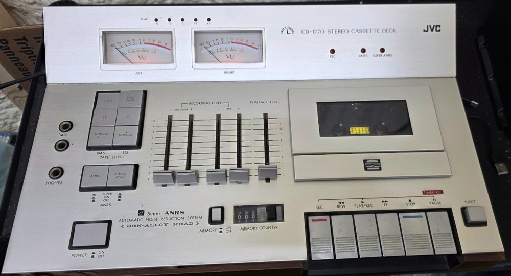 JVC CD-1770 Top Loading Stereo Cassette Deck w/ Noise Reduction ANRS