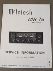 MCINTOSH MR 78 FM TUNER SERVICE MANUAL D0006