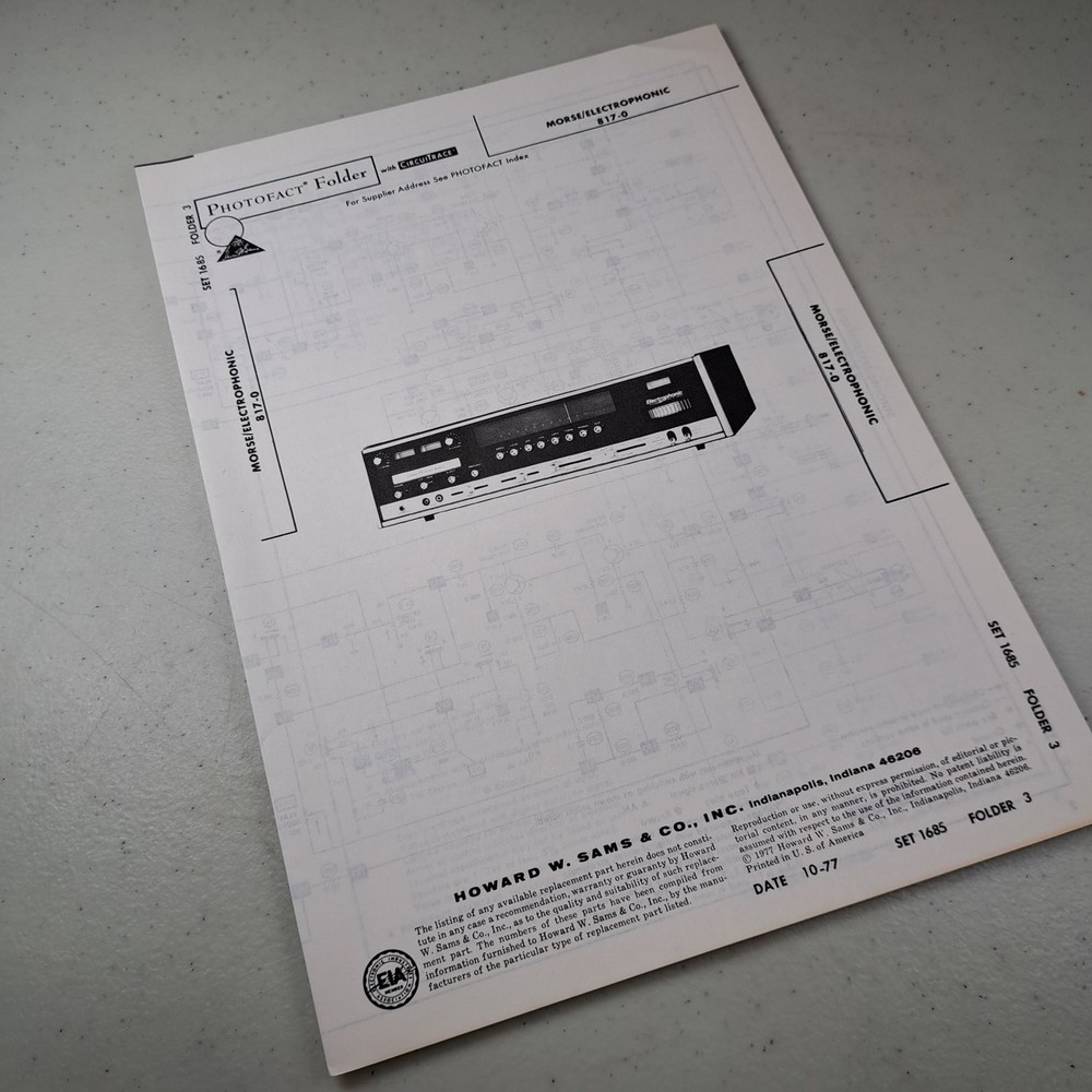 MORSE/ELECTROPHONIC 817-0 Manual 1977 PHOTOFACT Illustrated Schematics