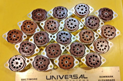 Sylvania® Micanol 9 Pin Tube Socket • Bottom • 3/4″ Hole • 1-1/8″ Hole Centers