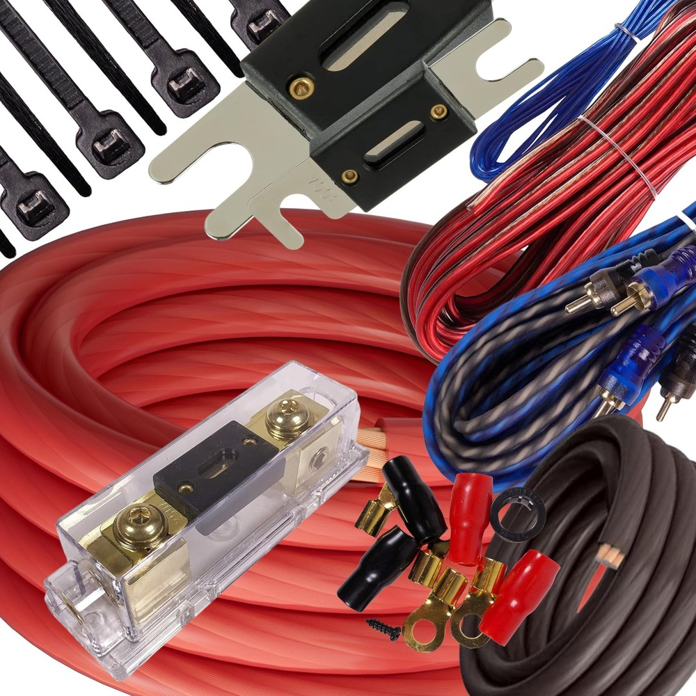 USA 0 Gauge Cable 5000W Up to 8500W Complete Car Amplifier Installation Power…