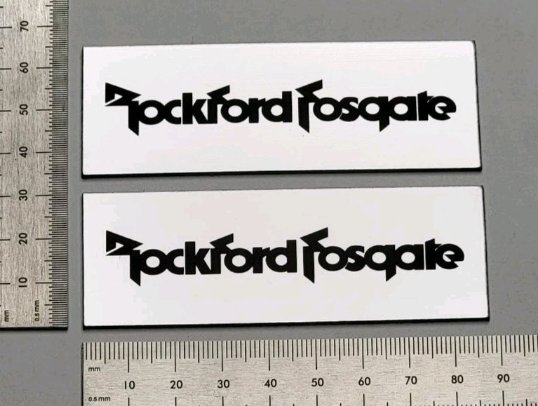 Rockford Fosgate Speaker Badge Logo Custom Made 3D Incised Pair With Adhesive